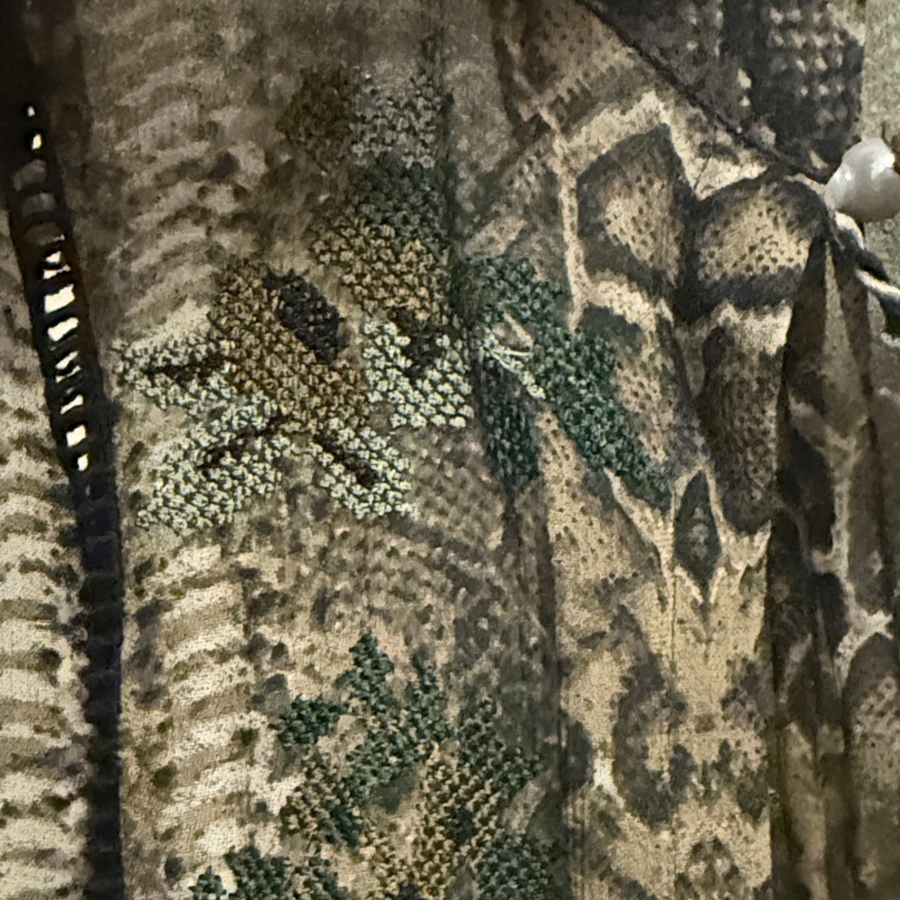 EUC Zara Olive Python Print Open Front Embroidere… - image 4